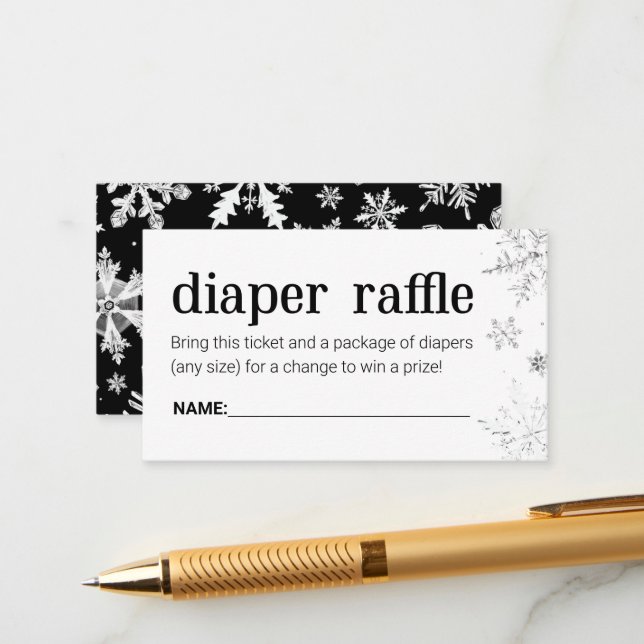 Winter Snowflake Diaper Raffle Ticket Enclosure (Front/Back In Situ)