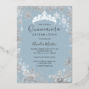 Winter Snowflake Dusty Blue Silver Quinceanera