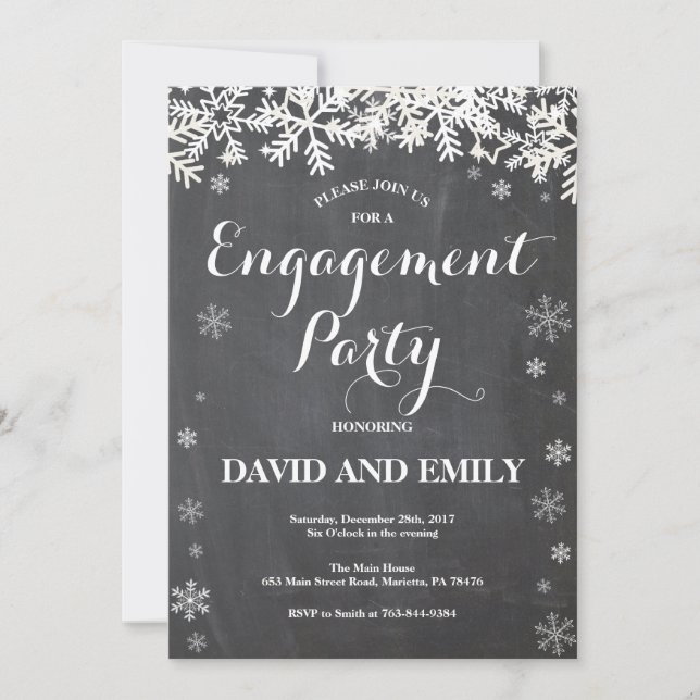 Winter Snowflake Engagement Party Invitation (Front)