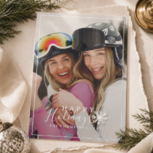Winter Snowflake Family Photo Christmas Foil Holiday Card