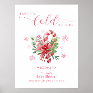 Winter Snowflake Festive Candy Baby Shower Welcome Poster