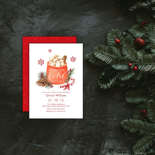 Winter Snowflake Festive Coffee Smore Baby Shower  Invitation (Winter Snowflake Festive Coffee Smore Baby Shower Invitation)