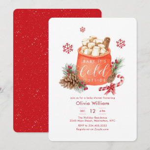 Winter Snowflake Festive Coffee Smore Baby Shower Invitation
