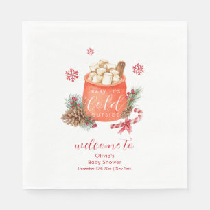 Winter Snowflake Festive Smore Baby Shower Welcome Napkin
