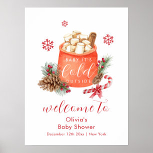 Winter Snowflake Festive Smore Baby Shower Welcome Poster