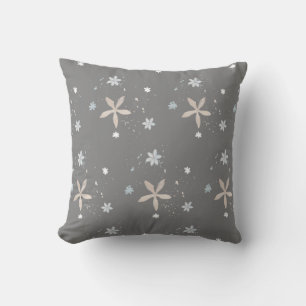 Winter Snowflake Flowers Throw Pillow