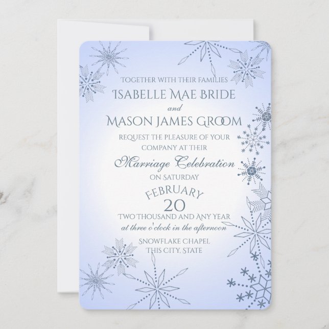 Winter Snowflake Gems Wedding Invitation (Front)