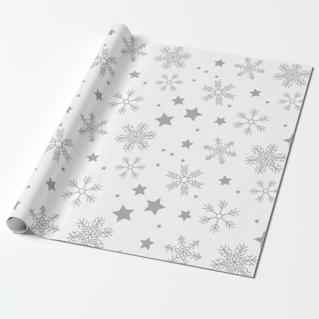 Winter Snowflake Gift Wrapping Paper (Unrolled)