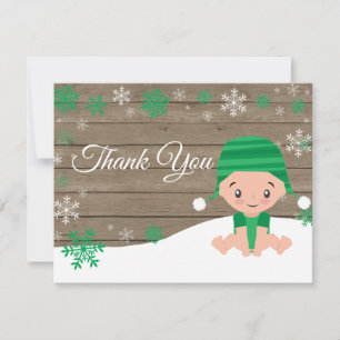 Winter Snowflake Green Thank You Card