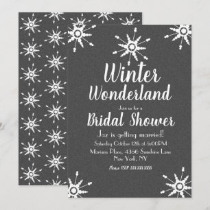 Winter Snowflake Grey Bridal Shower Invitation