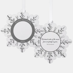 Winter Snowflake Happy Holidays Dated Ornament Card