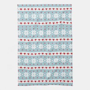 Winter Snowflake Hearts Kitchen Towel