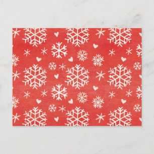 Winter Snowflake Hearts Pattern Postcard