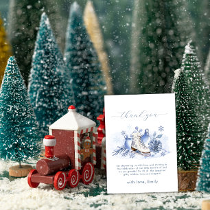 Winter Snowflake Ice Skate Baby Shower Thank You Card
