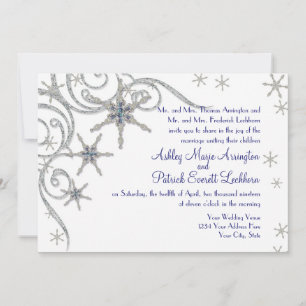 Winter Snowflake Jewels n Bling Swirl Wedding Card