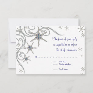 Winter Snowflake Jewels n Bling Swirl Wedding Card