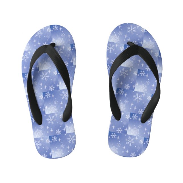 Winter Snowflake Kid's Flip Flops (Footbed)