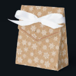Winter Snowflake Kraft Printed Holiday Favor Box<br><div class="desc">Kraft printed favour box with ribbon bow. Box is emblazoned with white and grey snowflakes of varying sizes. Perfect for party take-aways, host gifts, baked goods, and more. Design printed with a faux (simulated) Kraft pattern. Design is available in a curated collection of modern holiday colours. Contact us for any...</div>