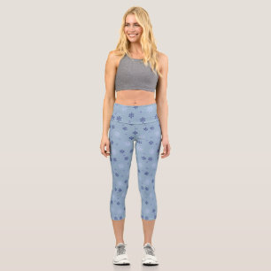 Winter Snowflake Pattern  Capri Leggings
