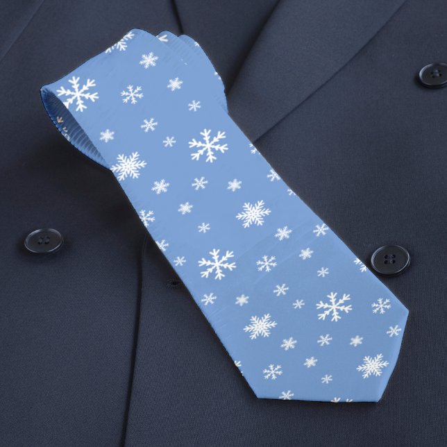 Winter Snowflake Pattern Light Blue Christmas Tie (Winter Snowflake Pattern Light Blue Christmas Neck Tie)