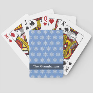 Winter Snowflake Personalized Family Name Playing Cards