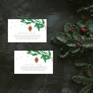 Winter Snowflake Pine cone Books For Baby Shower Enclosure Card