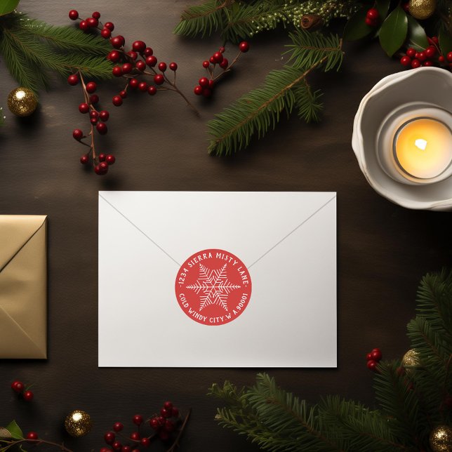 Winter Snowflake Return Address Classic Round Sticker (Creator Uploaded)