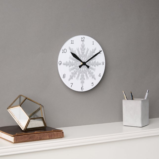Winter Snowflake Round Clock (Office)