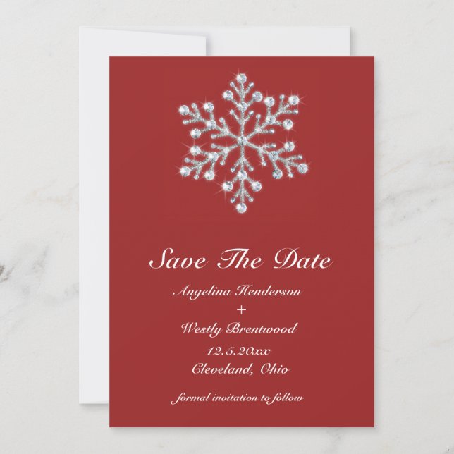 Winter Snowflake Save the Date (Front)