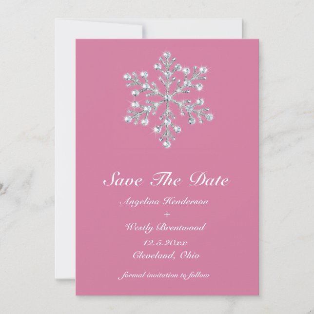 Winter Snowflake Save the Date (Front)