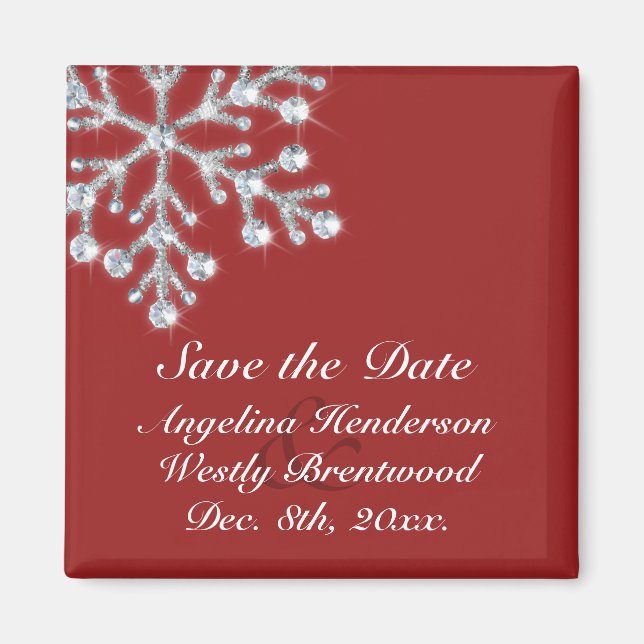 Winter Snowflake Save the Date Magnet (Front)