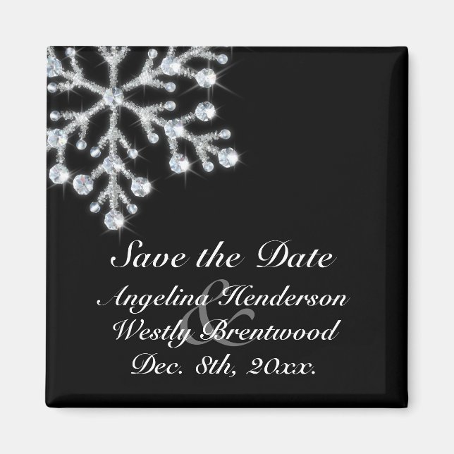Winter Snowflake Save the Date Magnet (Front)