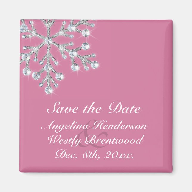 Winter Snowflake Save the Date Magnet (Front)