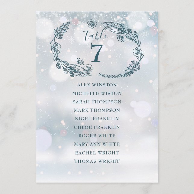 Winter Snowflake Seating Chart Table Number (Front)