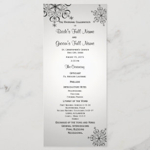 Winter Snowflake Silver Grey Wedding Program