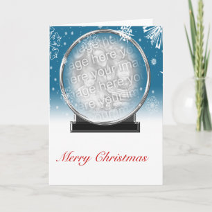 Winter Snowflake Snow Globe Christmas Custom Photo Holiday Card