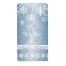 Winter Snowflake Teal Foil Holiday Baking Label