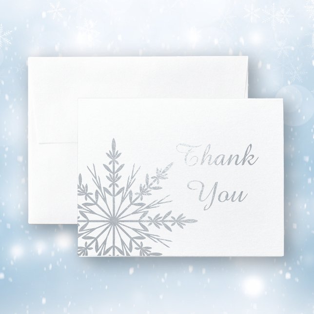 Winter Snowflake Thank You Note Foil Card (Creator Uploaded)
