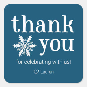 Winter Snowflake Thank You Sitcker Square Sticker