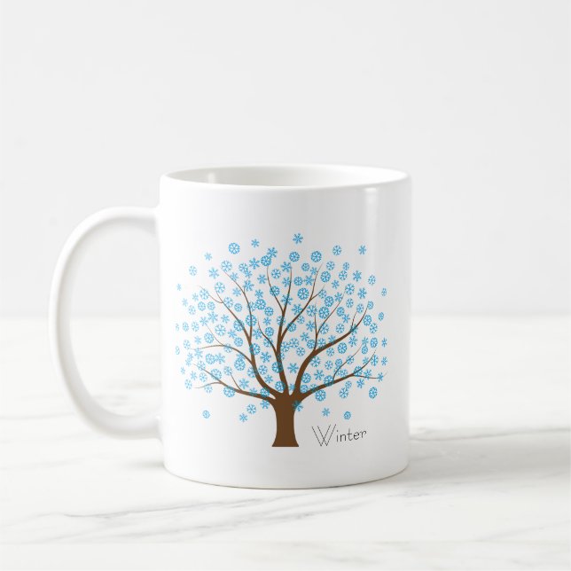 Winter Snowflake Tree Coffee Mug (Left)