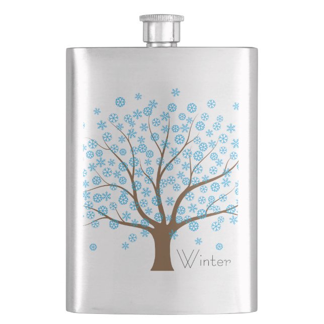 Winter Snowflake Tree Hip Flask (Front)