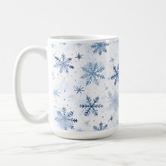 Winter snowflake watercolor coffee mug (Left)