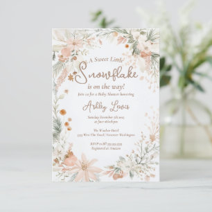 Winter Snowflake Watercolor flowers  Invitation
