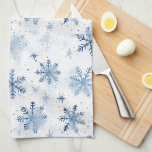 Winter snowflake watercolor pattern kitchen towel