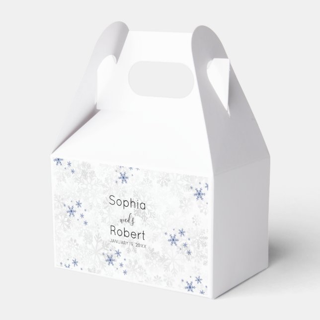 Winter Snowflake Wedding Favor Box (Front Side)