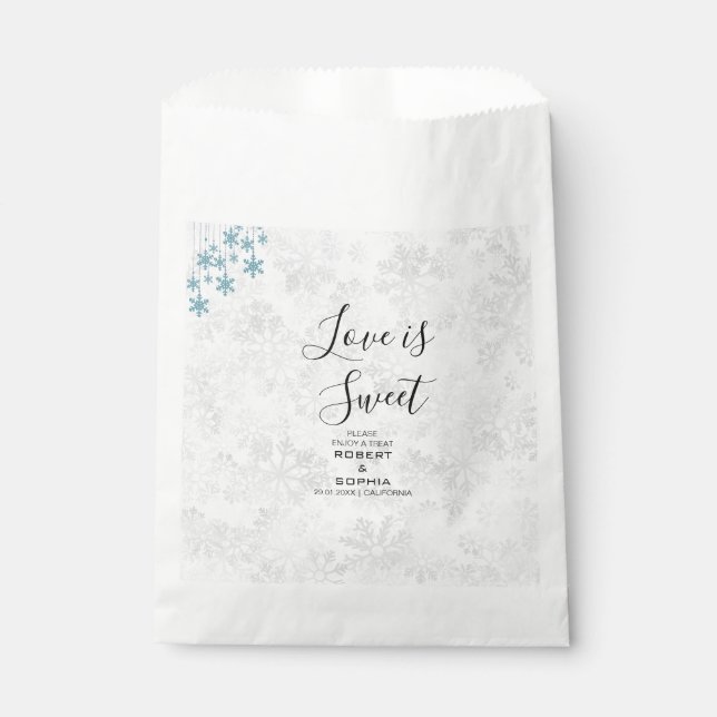 Winter Snowflake Wedding Favour Bag (Front)