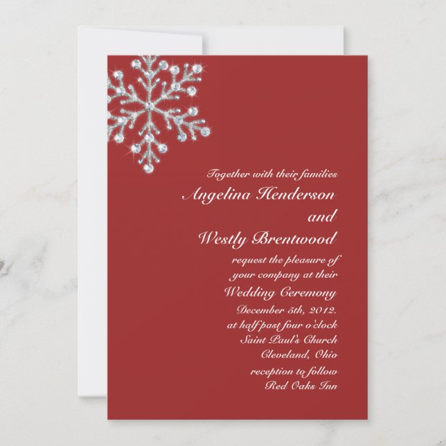 Winter Snowflake Wedding Invitation (Front)