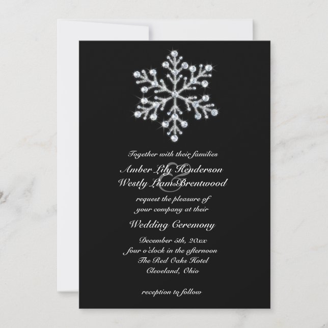 Winter Snowflake Wedding Invitation 2 (Front)