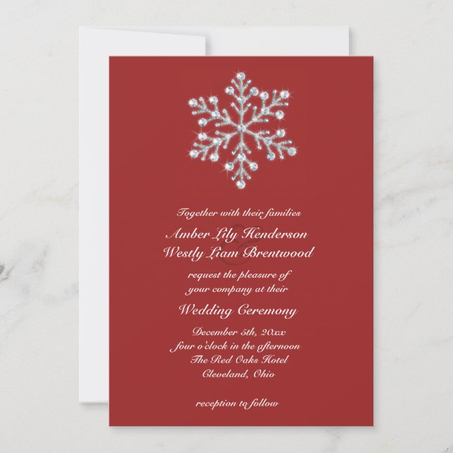 Winter Snowflake Wedding Invitation 2 (Front)