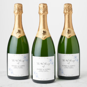 Winter Snowflake Wedding Sparkling Wine Label